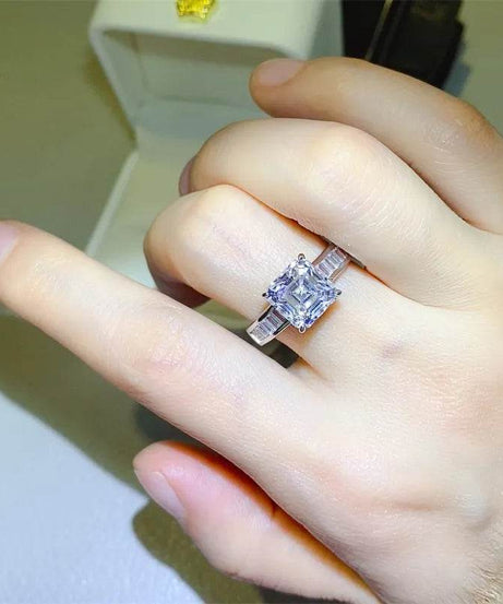 3 Carat Moissanite 925 Sterling Silver Square Shape Ring - ELY VESSA LLC