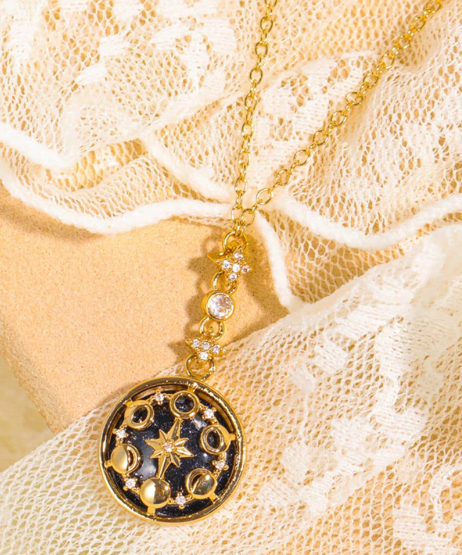 Vintage Blue Sandstone Pendant Copper Necklace - ELY VESSA LLC
