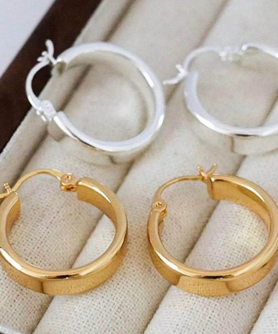 Gold-Plated Brass Huggie Earrings - ELY VESSA LLC