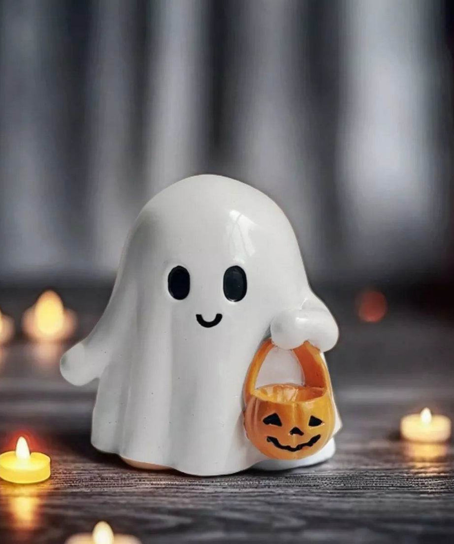 Halloween Ghost Ornament with Pumpkin Basket - ELY VESSA LLC