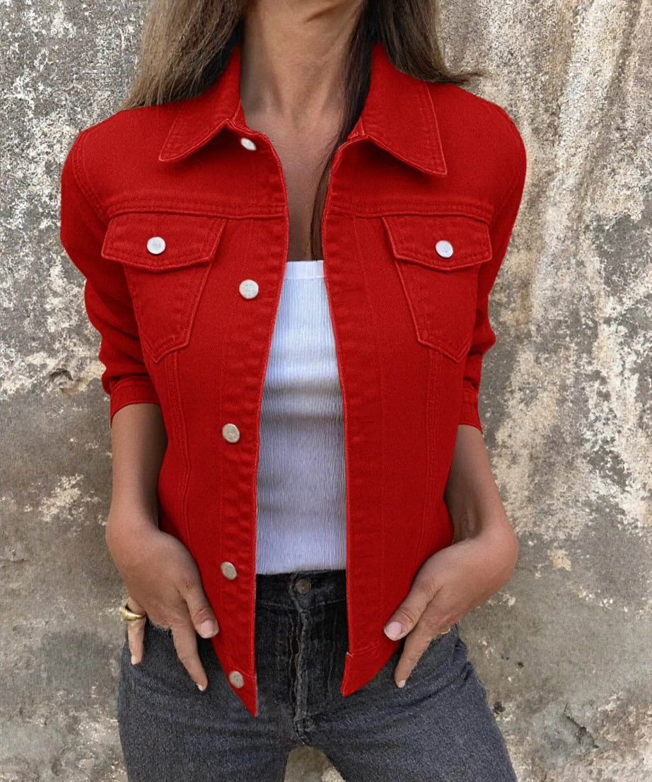 Button Front Closure Denim Jacket - ELY VESSA LLC