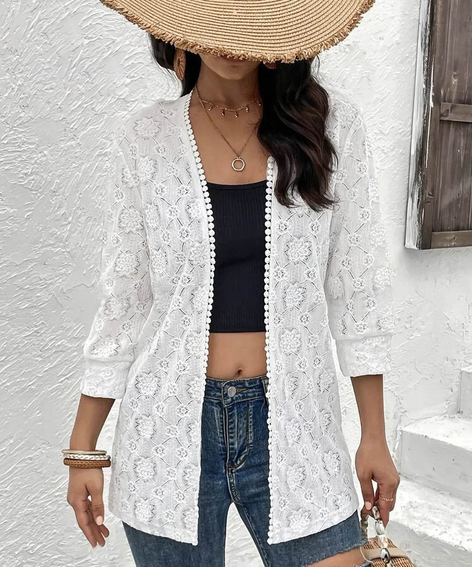 Lace Open Front Cover Up - ELY VESSA LLC
