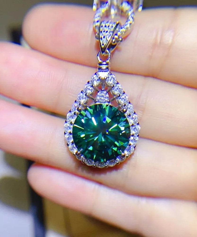 10 Carat Moissanite 925 Sterling Silver Teardrop Shape Necklace - ELY VESSA LLC