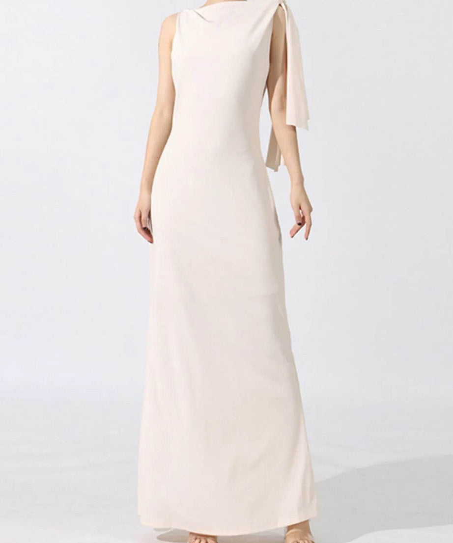 Tie Shoulder Sleeveless Maxi Dress - ELY VESSA LLC