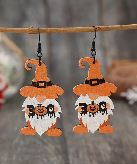 Wooden Dwarfs Pumpkin Dangle Earrings - ELY VESSA LLC