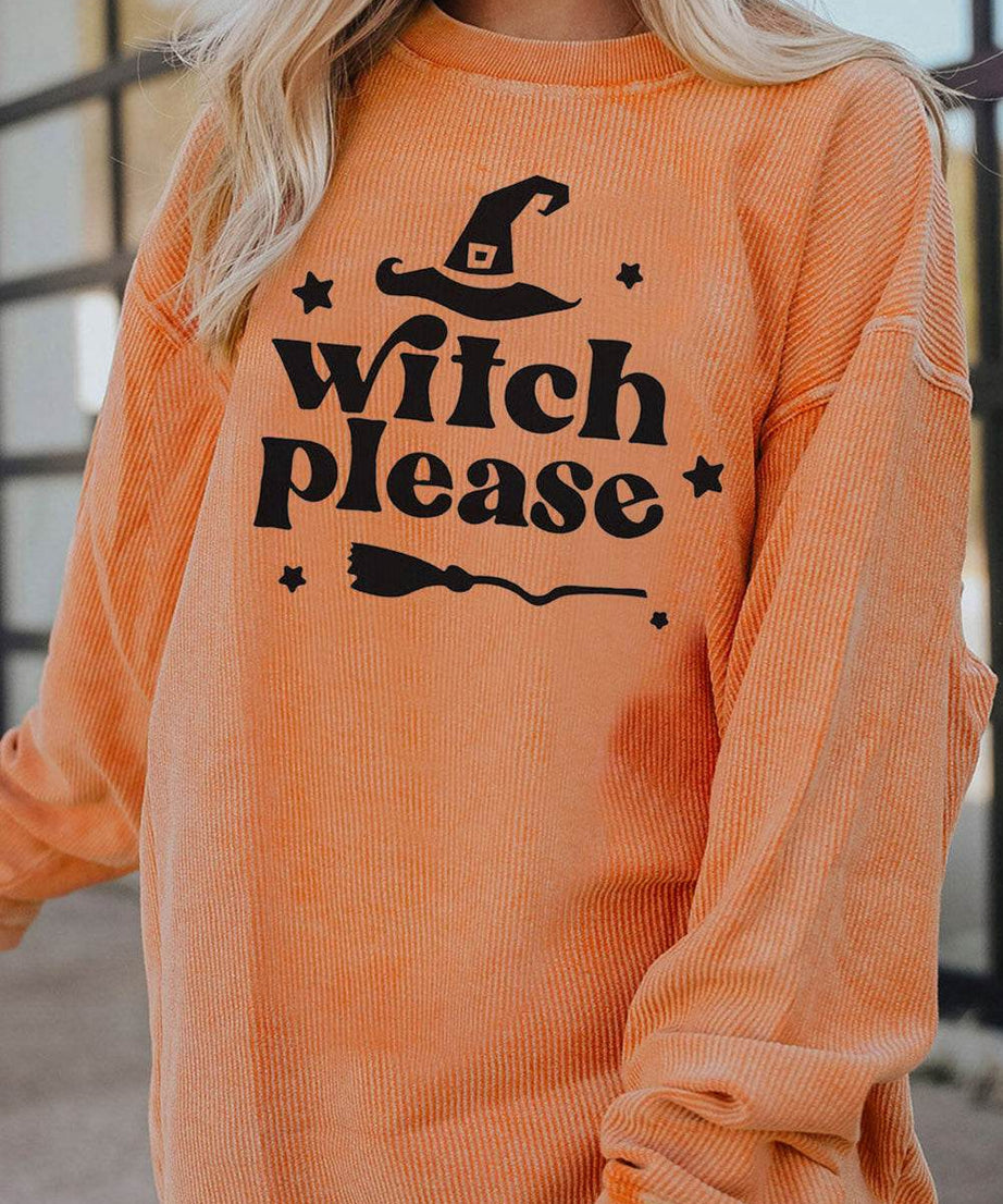 WITCH PLEASE Graphic Dropped Shoulder Sweatshirt - ELY VESSA LLC