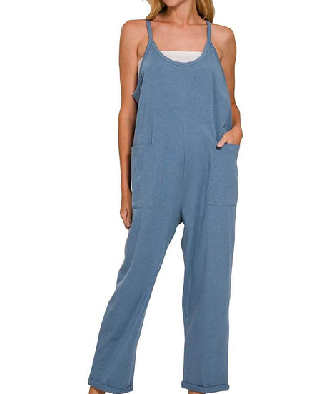 Zenana Spaghetti Strap Pocketed Jumpsuit - ELY VESSA LLC