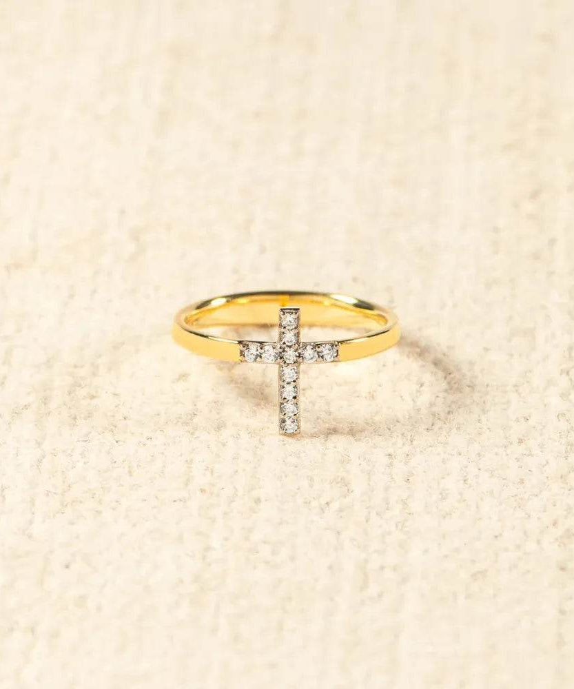 925 Sterling Silver Inlaid Zircon Cross Ring - ELY VESSA LLC