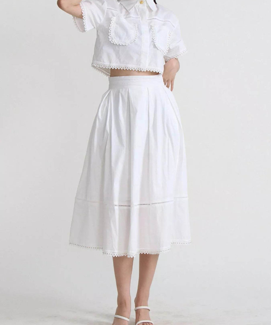 Short Sleeve Shirt and Skirt Set - ELY VESSA LLC