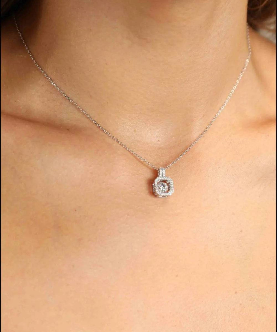 Adored Moissanite 925 Sterling Silver Necklace - ELY VESSA LLC
