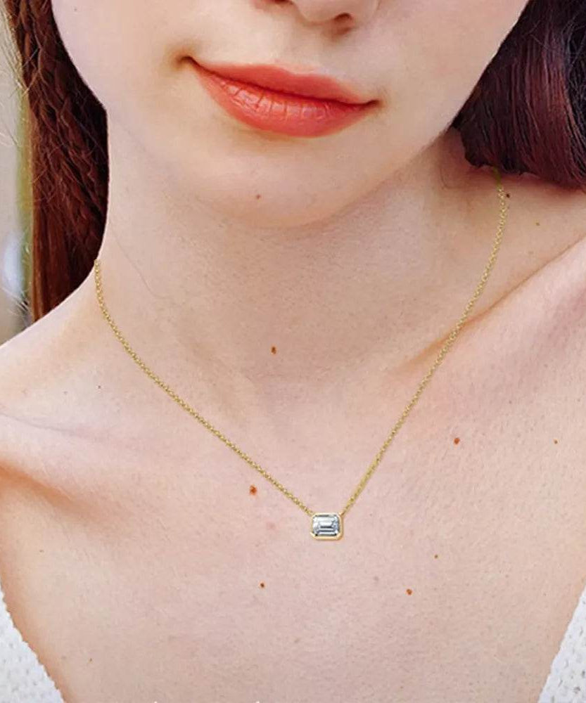 1 Carat Moissanite 925 Sterling Silver Pendant Necklace - ELY VESSA LLC