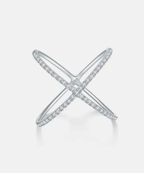925 Sterling Silver Moissanite Crisscross Ring - ELY VESSA LLC