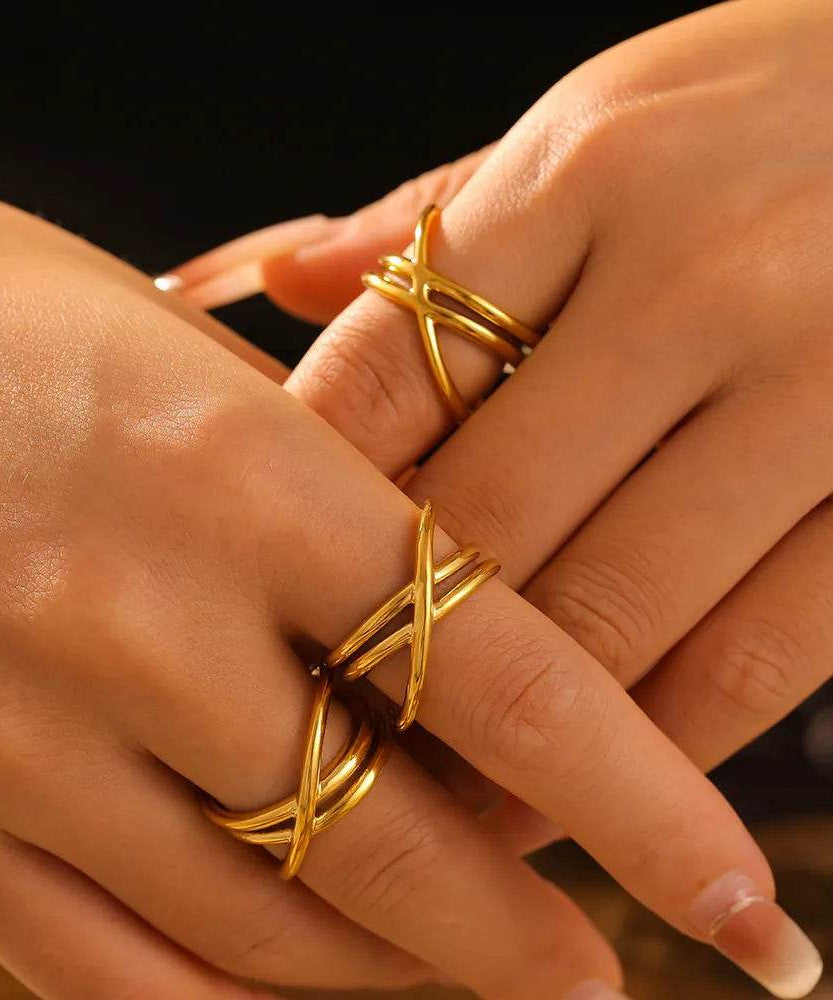 18K Gold-Plated Crisscross Ring - ELY VESSA LLC