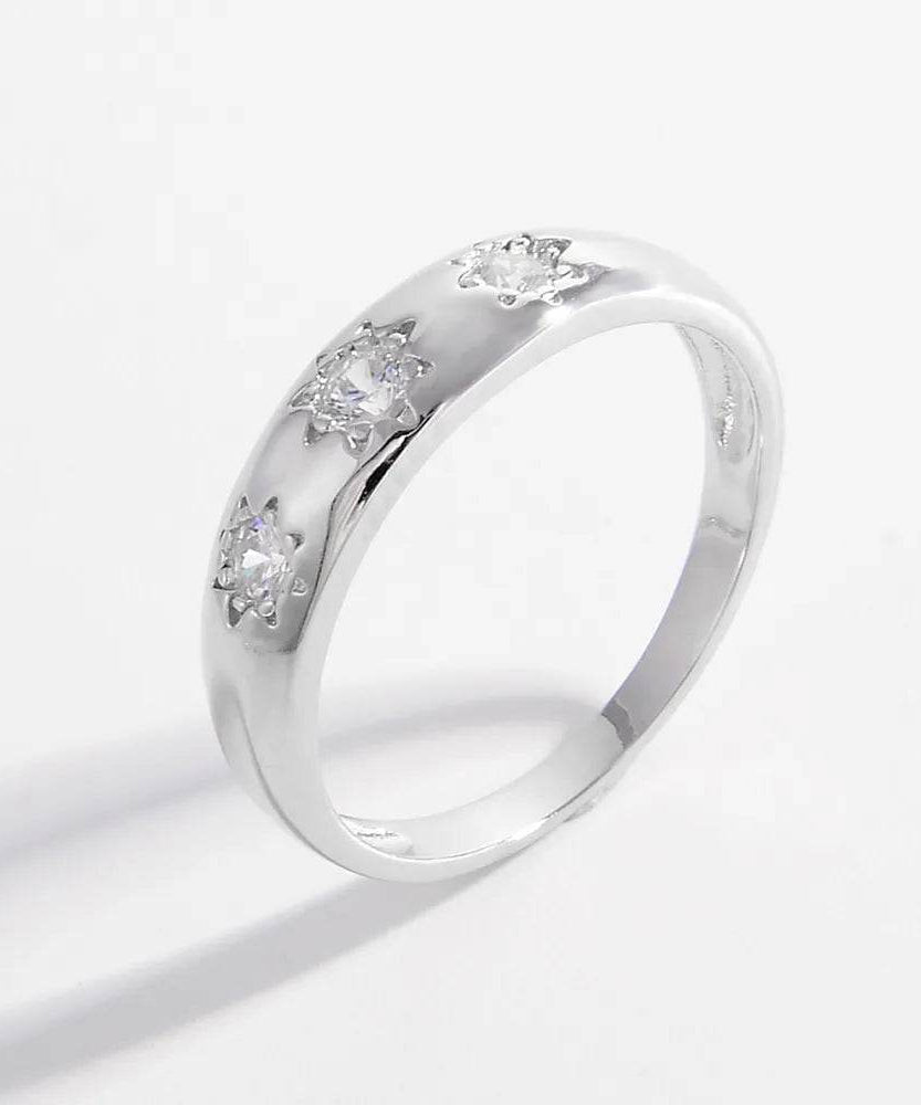 925 Sterling Silver Inlaid Zircon Ring - ELY VESSA LLC