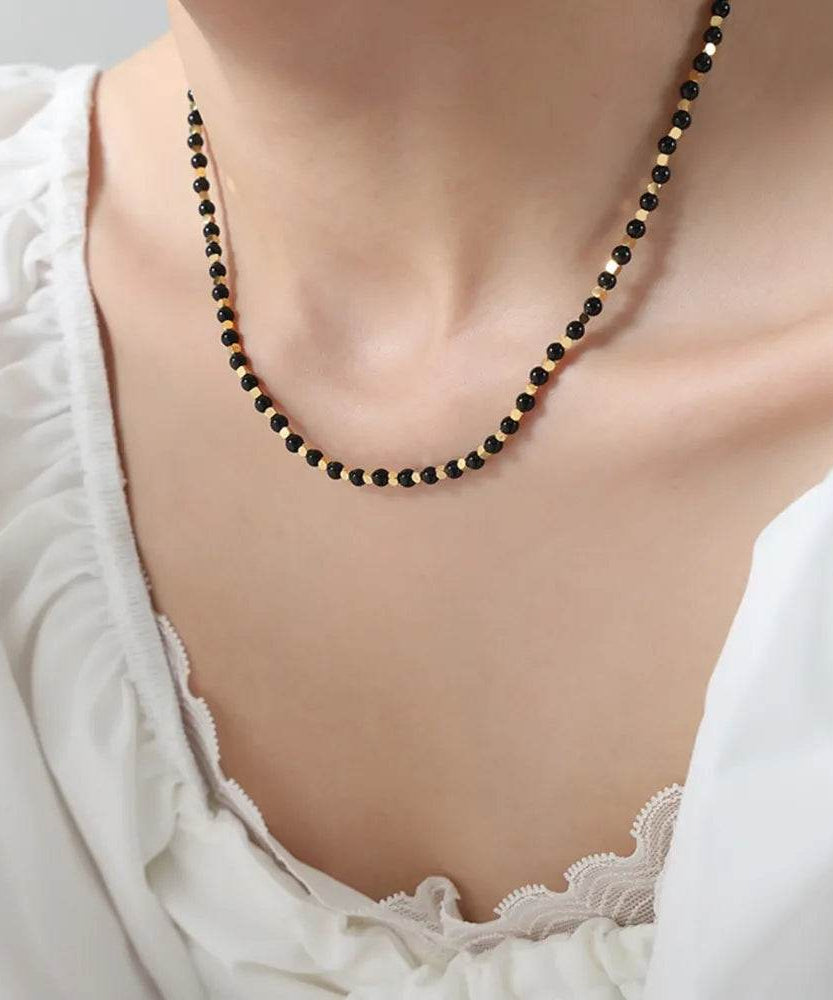 Agate Beaded Titanium Steel Necklace - ELY VESSA LLC
