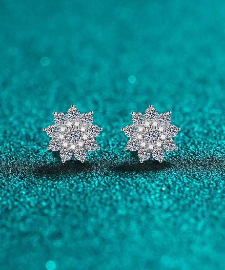 925 Sterling Silver Moissanite Zircon Stud Earrings - ELY VESSA LLC