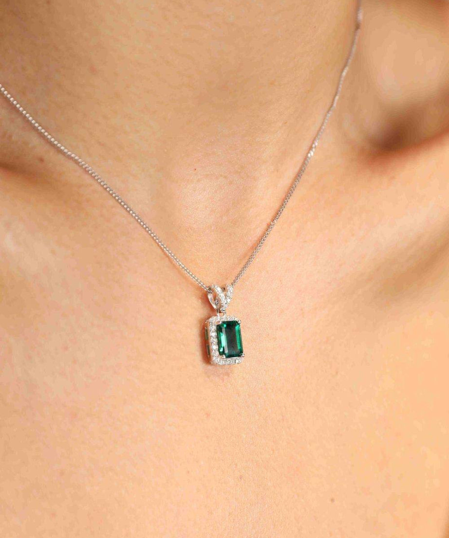 Adored 1.25 Carat Lab-Grown Emerald Pendant Necklace - ELY VESSA LLC