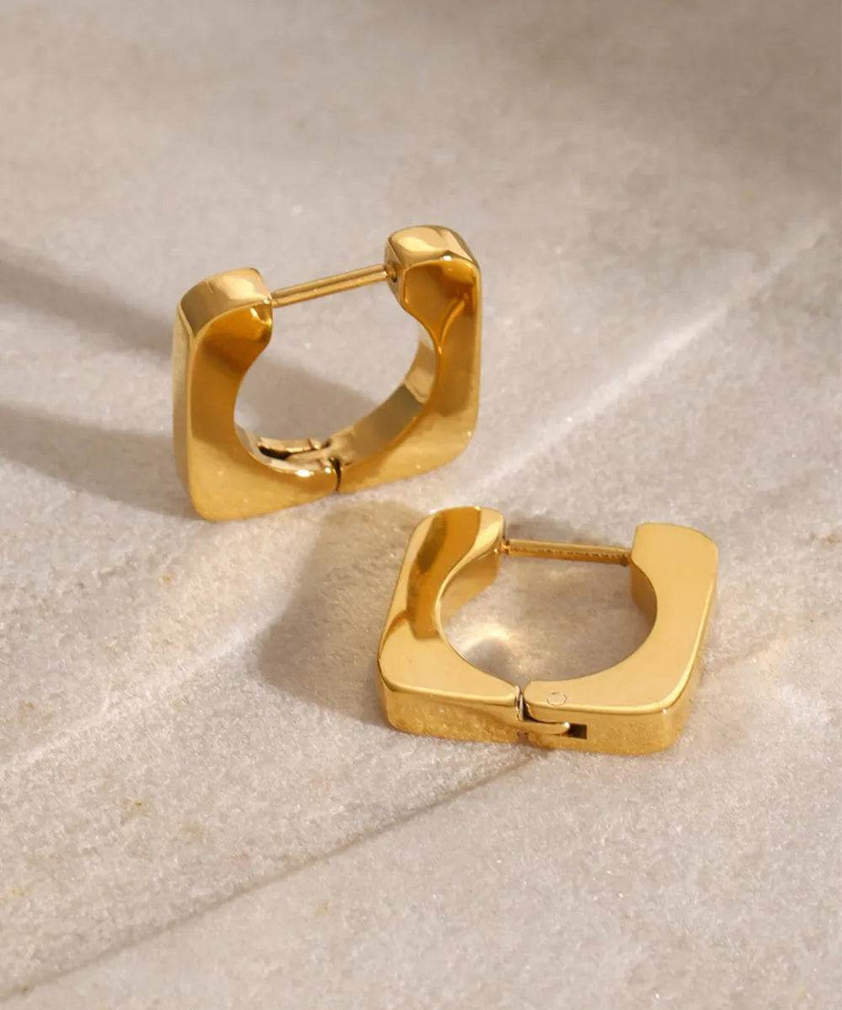 18K Gold-Plated Stainless Steel Square Earrings - ELY VESSA LLC