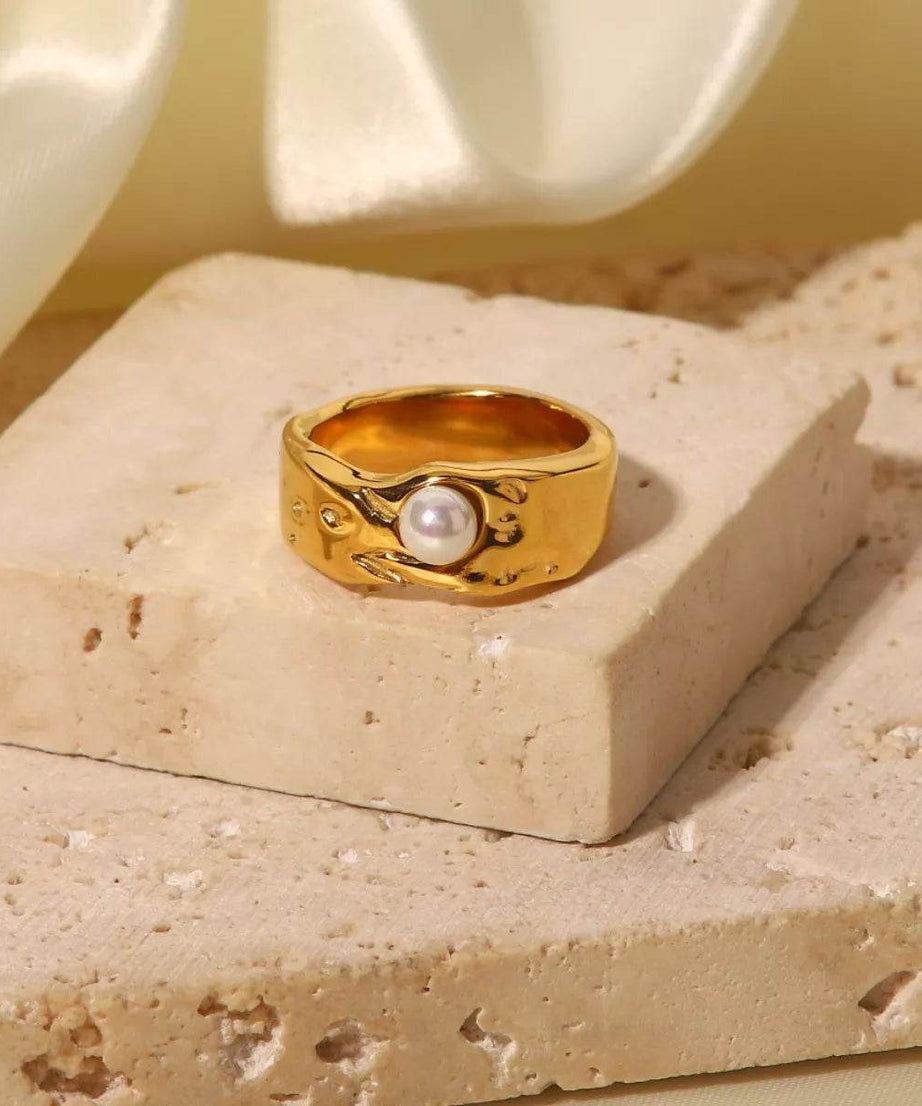 18K Gold-Plated Pearl Ring - ELY VESSA LLC