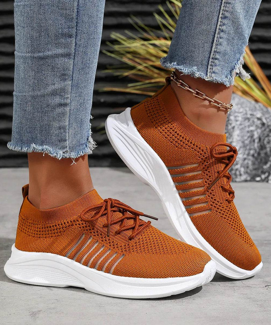 Breathable Mesh Lace Up Athletic - ELY VESSA LLC