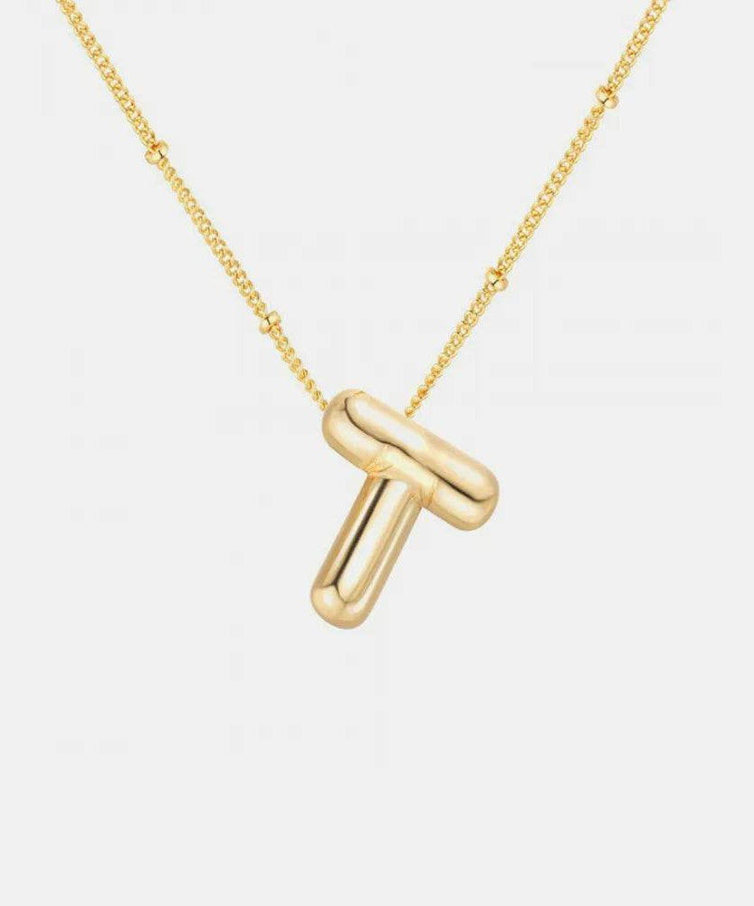 Gold-Plated Bubble Initial Necklace - ELY VESSA LLC
