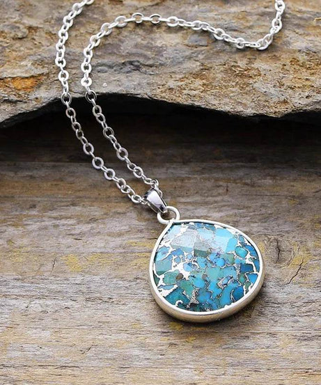 Turquoise Chain Pendant Necklace - ELY VESSA LLC