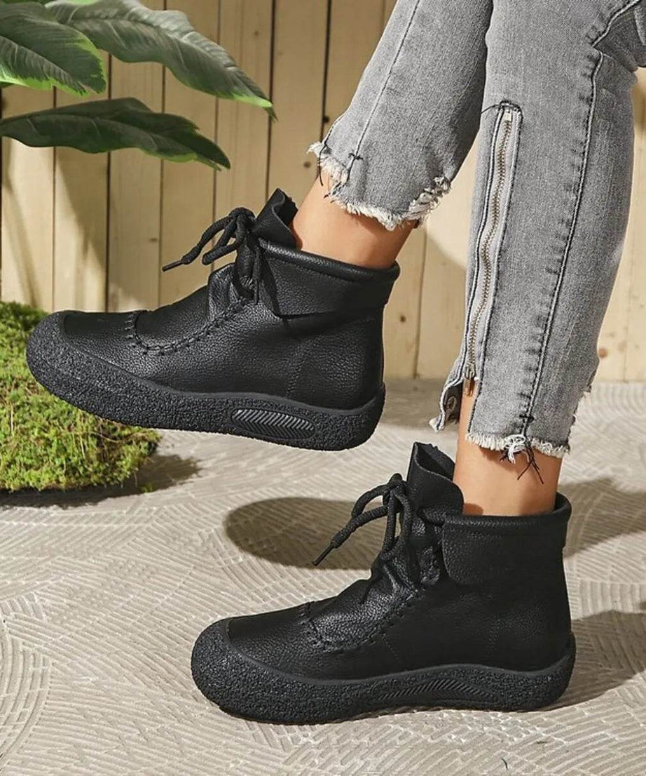 Lace-Up Platform Ankle Boots - ELY VESSA LLC