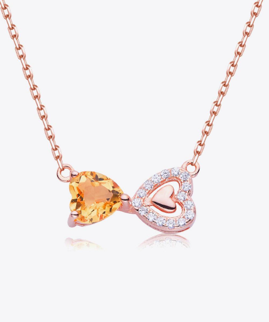 Citrine Heart 925 Sterling Silver Necklace - ELY VESSA LLC