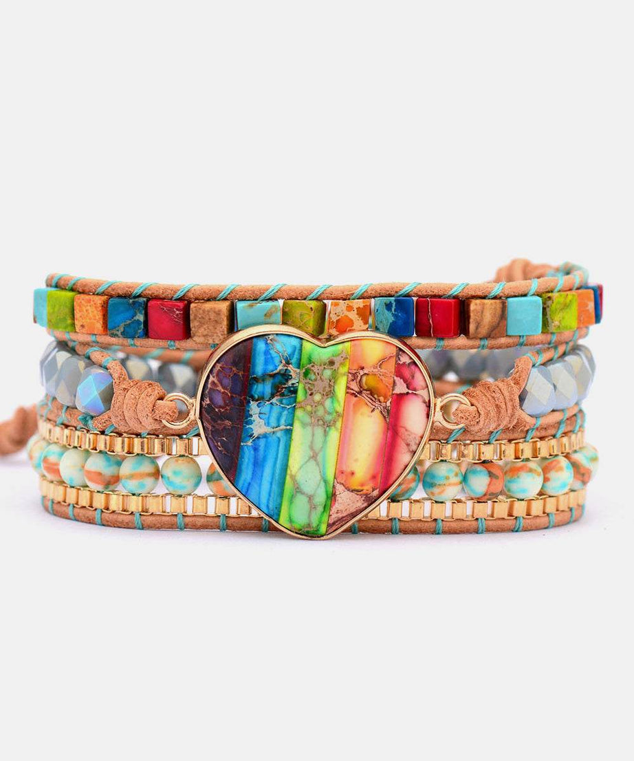 Imperial Jasper & Crystal Layered Bracelet - ELY VESSA LLC