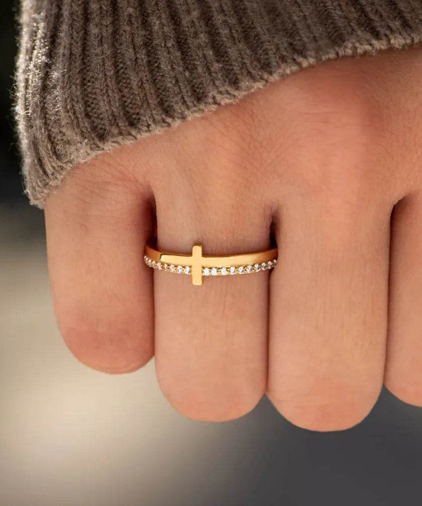 925 Sterling Silver Cross Ring - ELY VESSA LLC