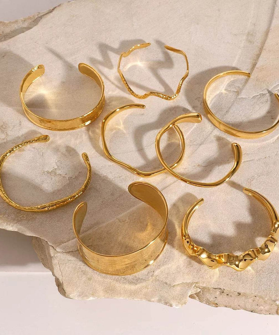 18K Gold-Plated Stainless Steel Open Ring - ELY VESSA LLC