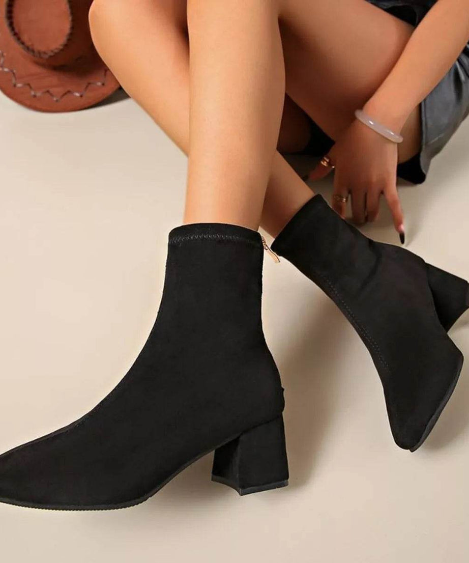 Block Heel Ankle Boots - ELY VESSA LLC