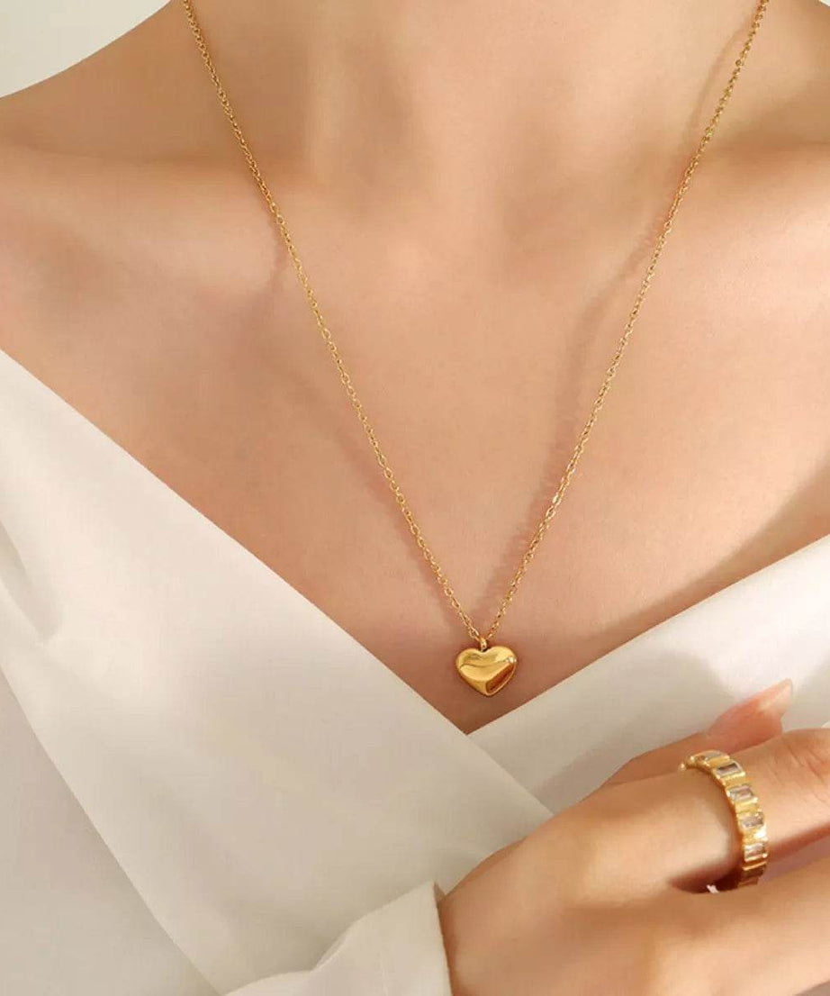 18K Gold-Plated Heart Pendant Necklace - ELY VESSA LLC