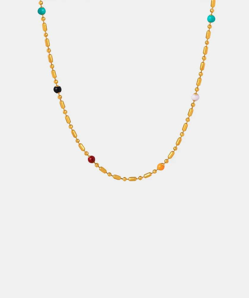 18K Gold-Plated Oil Drip Bead Necklace - ELY VESSA LLC
