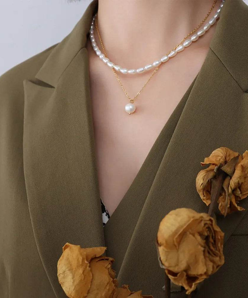 Double-Layered Freshwater Pearl Necklace - ELY VESSA LLC
