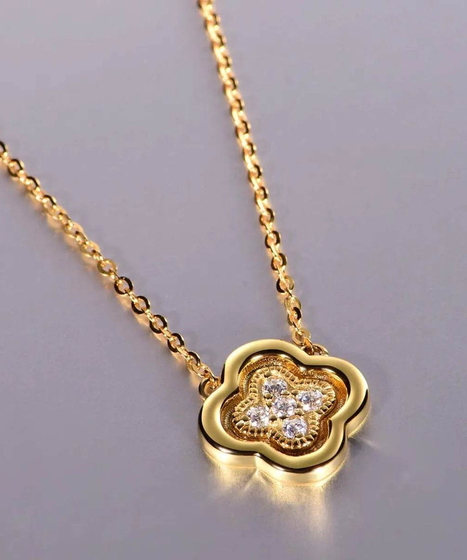 925 Sterling Silver Moissanite Leaf Clover Necklace - ELY VESSA LLC