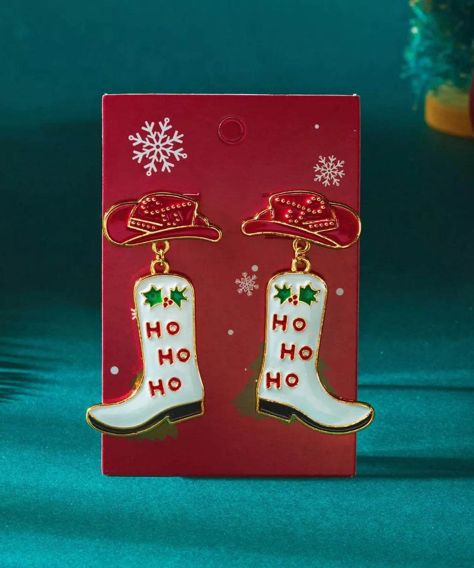 Christmas Cowboy Boots Earrings - ELY VESSA LLC