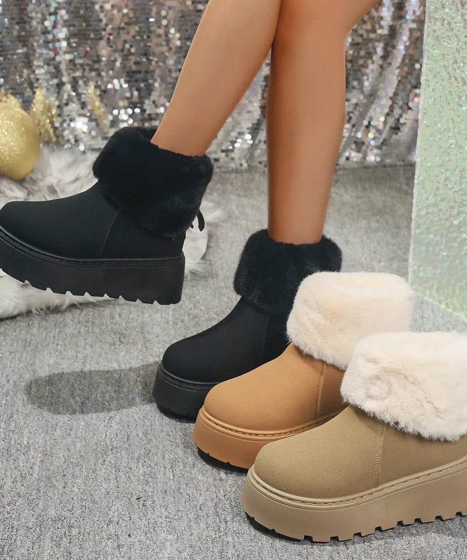 Round Toe Platform Boots - ELY VESSA LLC