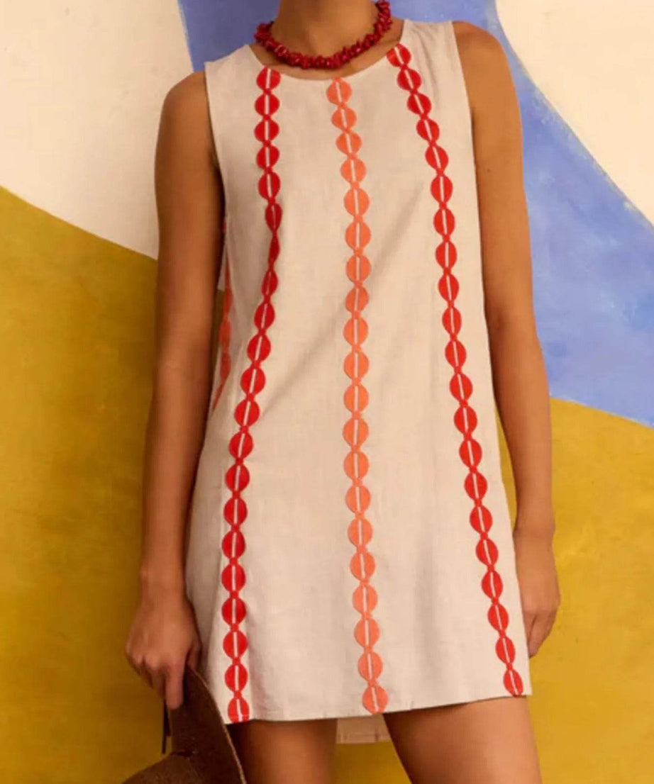 Sleeveless Geometric Print Mini Dress - ELY VESSA LLC