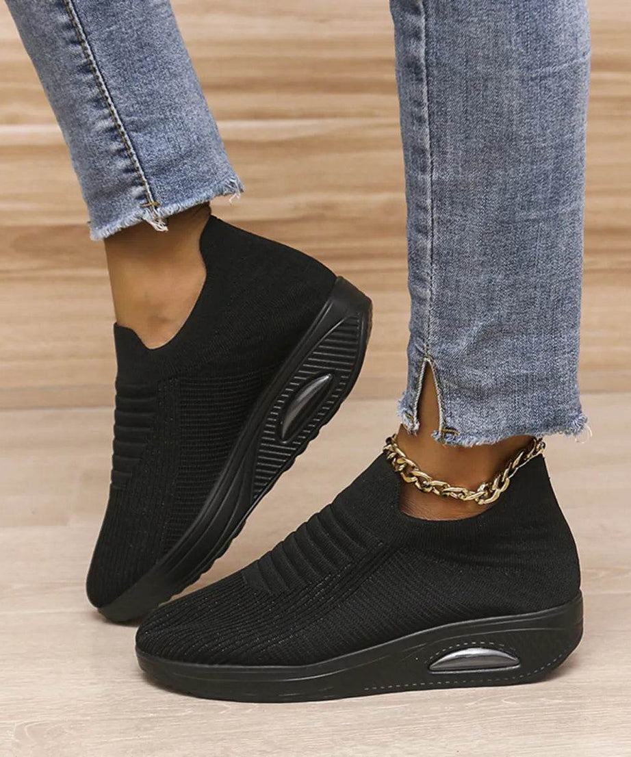 Breathable Mesh Wedge Sneakers - ELY VESSA LLC