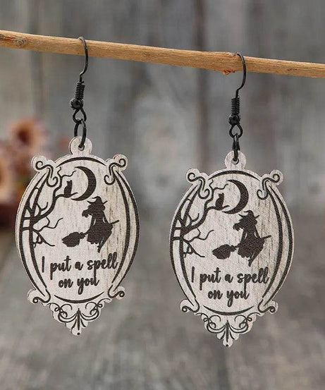 Witch Wooden Dangle Earrings - ELY VESSA LLC