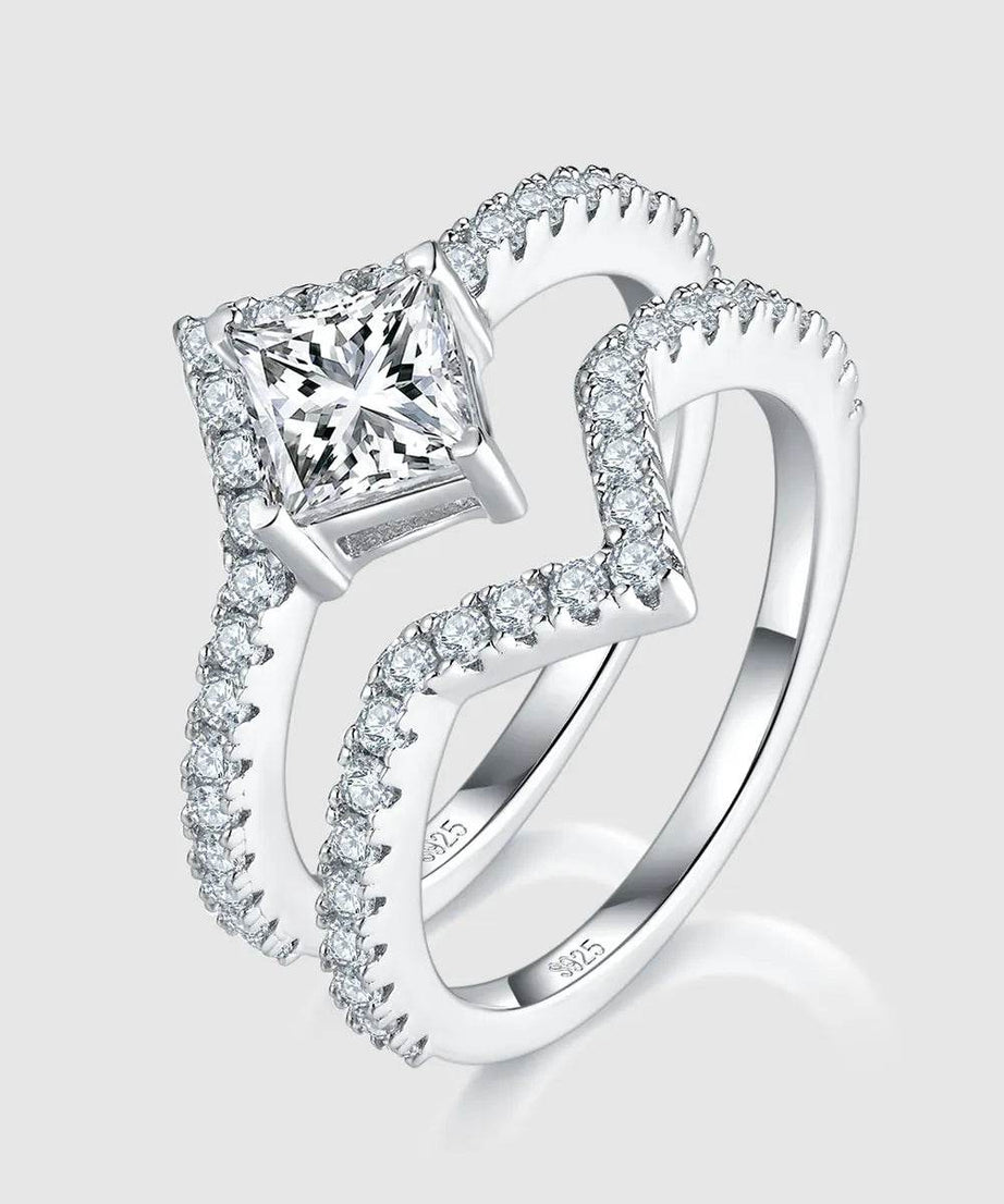 1 Carat Moissanite 925 Sterling Silver Double Layered Ring - ELY VESSA LLC