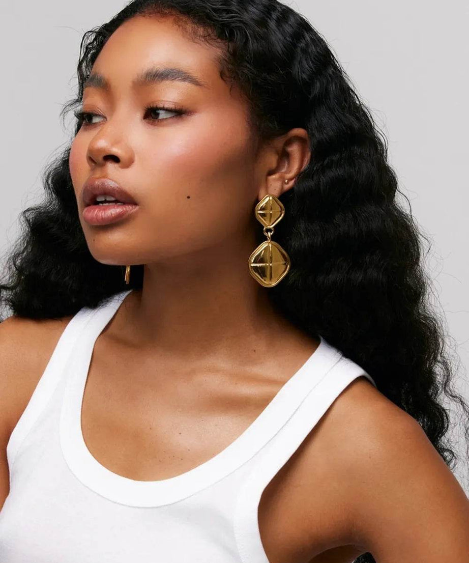 18K Gold-Plated Stainless Steel Square Earrings - ELY VESSA LLC