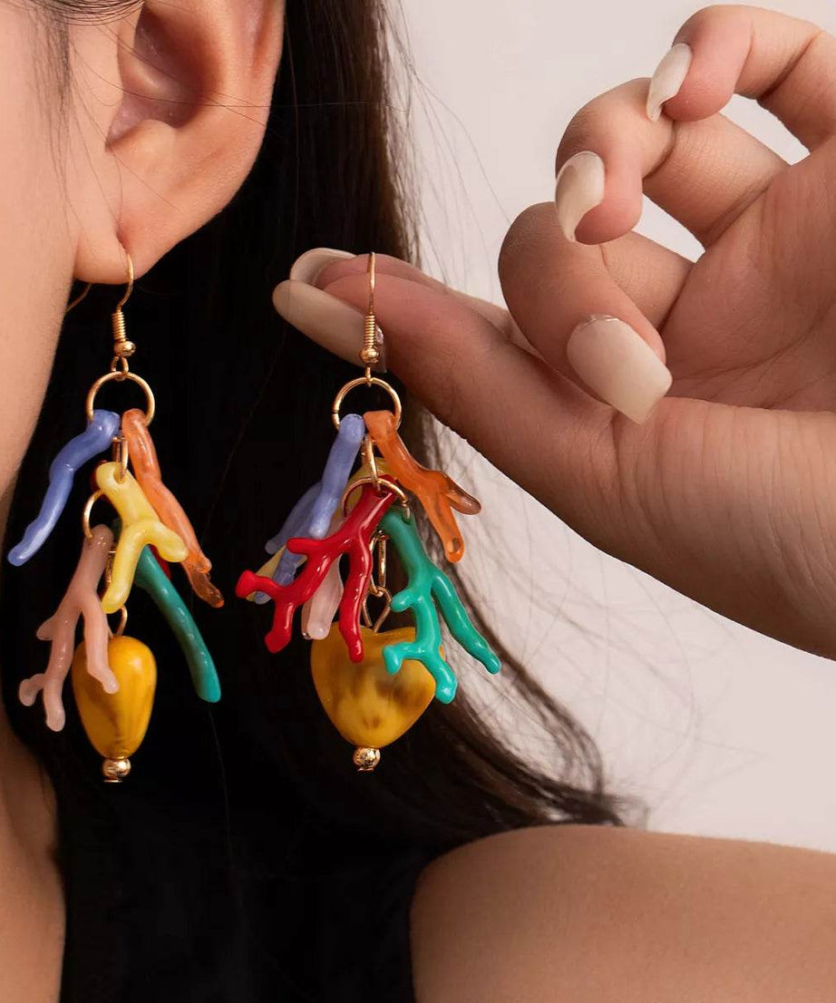 Colorful Resin Heart Dangle Earrings - ELY VESSA LLC