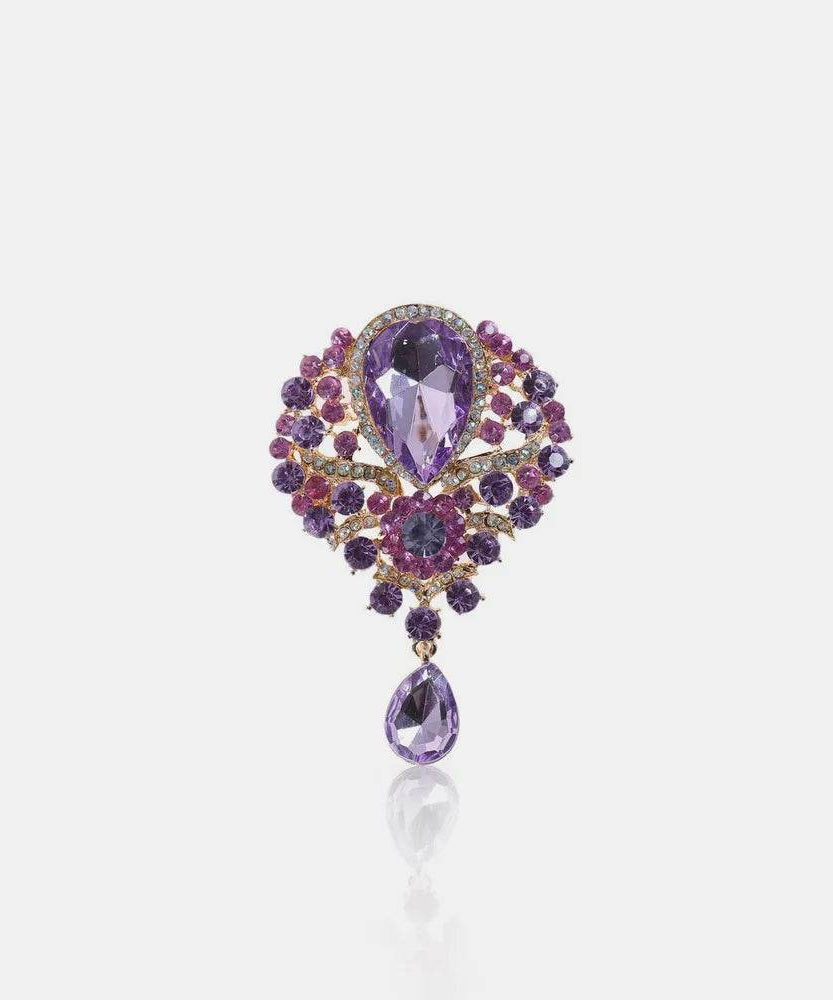 Alloy Rhinestone Teardrop Brooch - ELY VESSA LLC