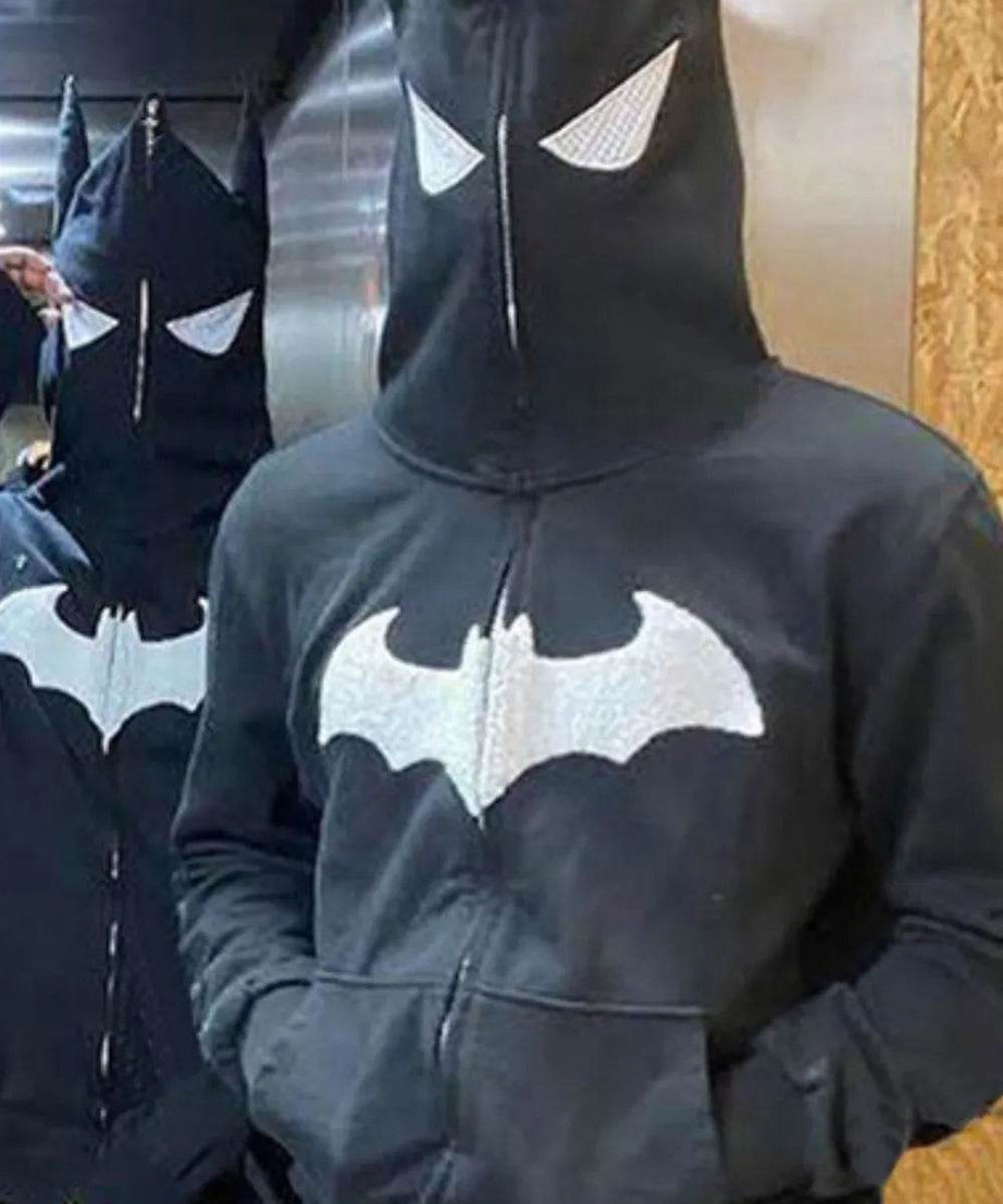 Men's Bat Embroidered Zip Up Hoodie - ELY VESSA LLC
