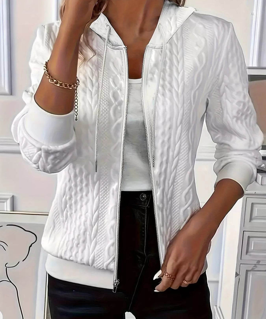 Drawstring Zip Up Long Sleeve Hoodie - ELY VESSA LLC