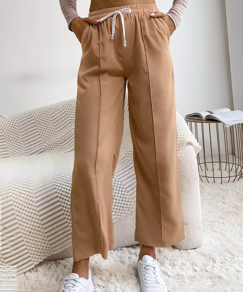 Wide Leg Drawstring Casual Pants - ELY VESSA LLC