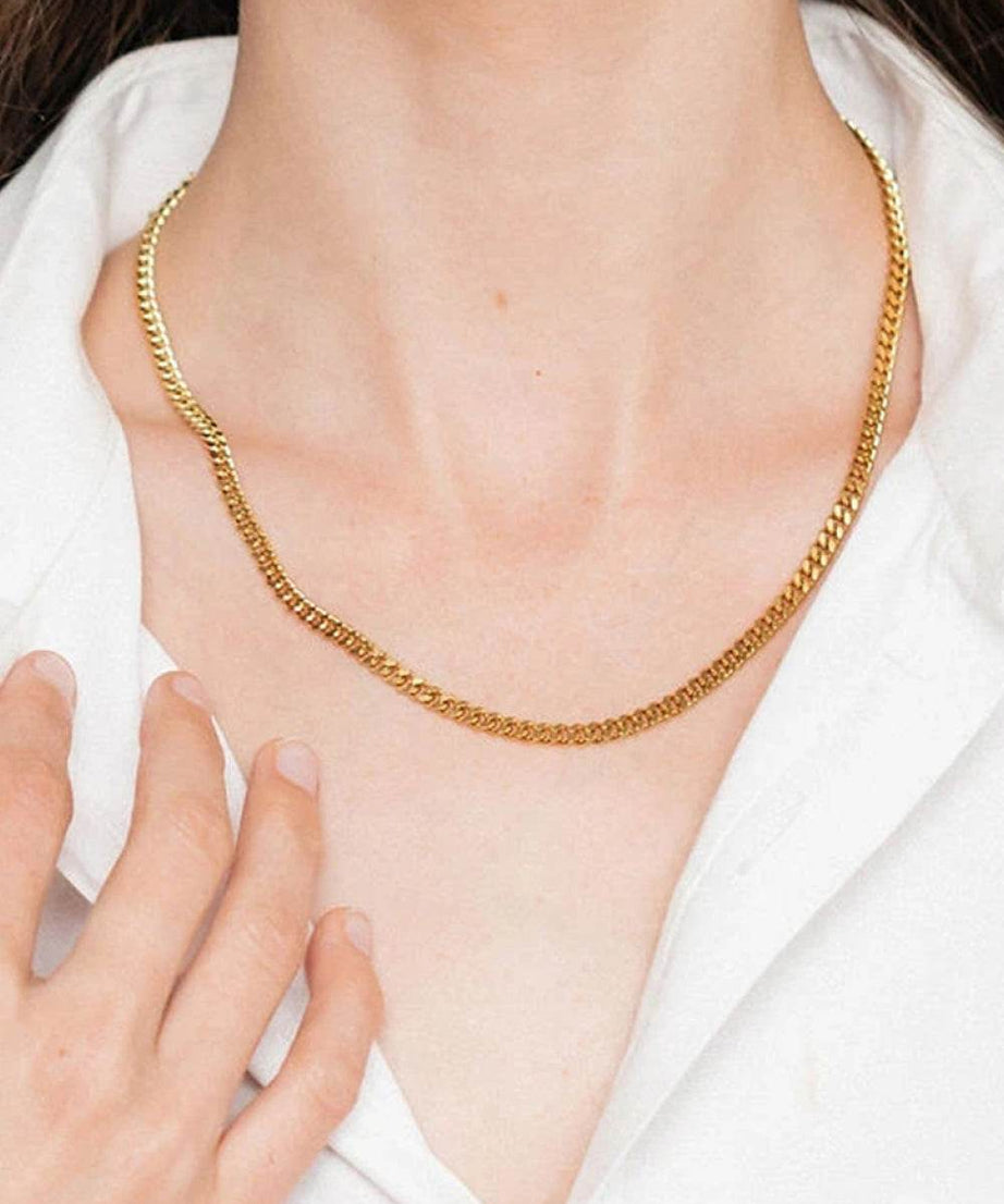18K Gold Plated Curb Chain Necklace - ELY VESSA LLC
