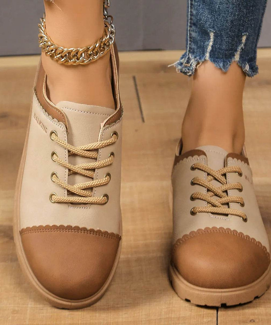 Color Block Lace Up Sneakers - ELY VESSA LLC